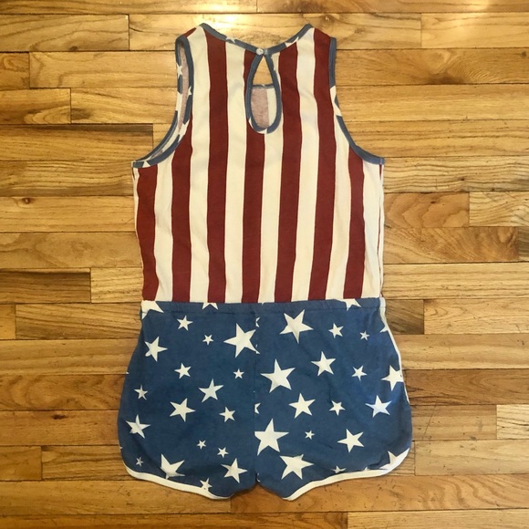 American Flag romper with pockets, medium - Picture 3 of 5